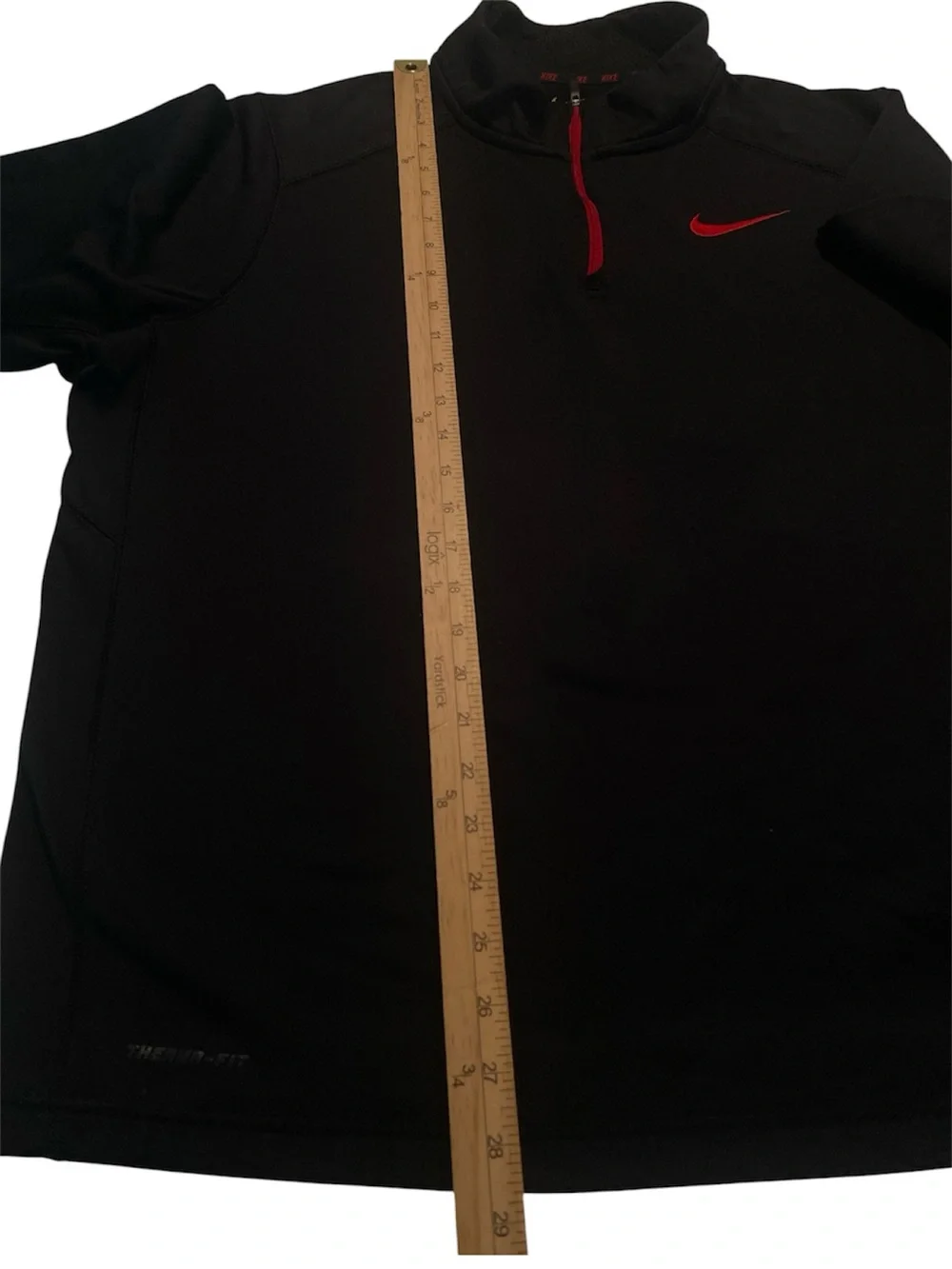 Nike Therma-Fit Men's Black Quarter-Zip Pullover with Red Swoosh